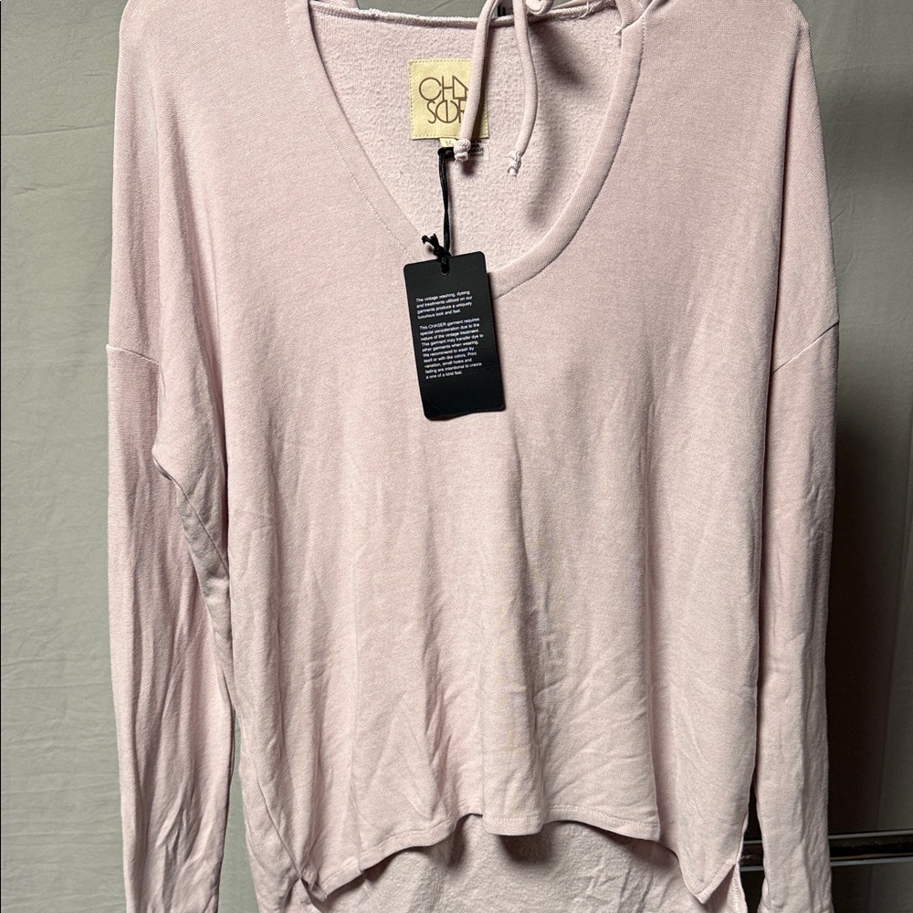 Chaser Women's Light Pink V-Neck Hoodie